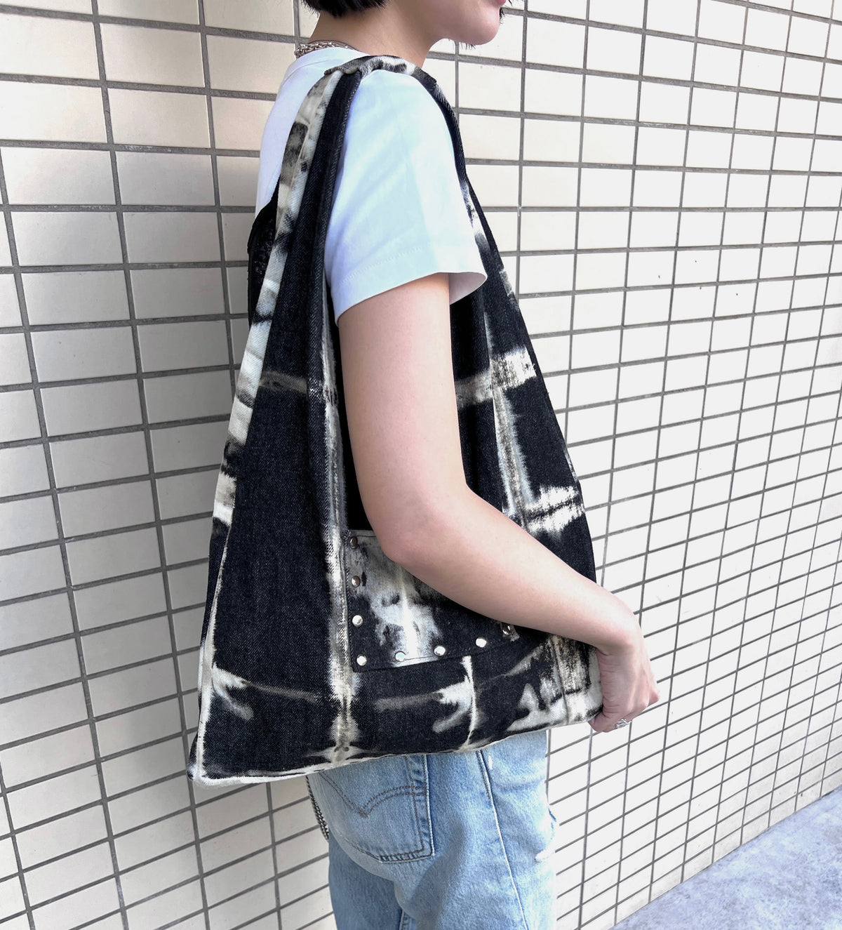 [shibori]ワンハンドルスタッズトートバッグ